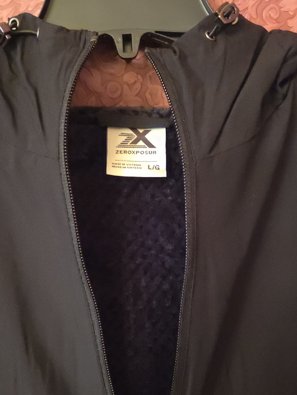 ZeroXposur Men's Black Hooded Raincoat with Plush Lining